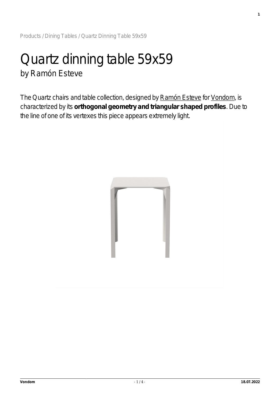 Vondom UCZW3138 Specifications - ManualMachine.com