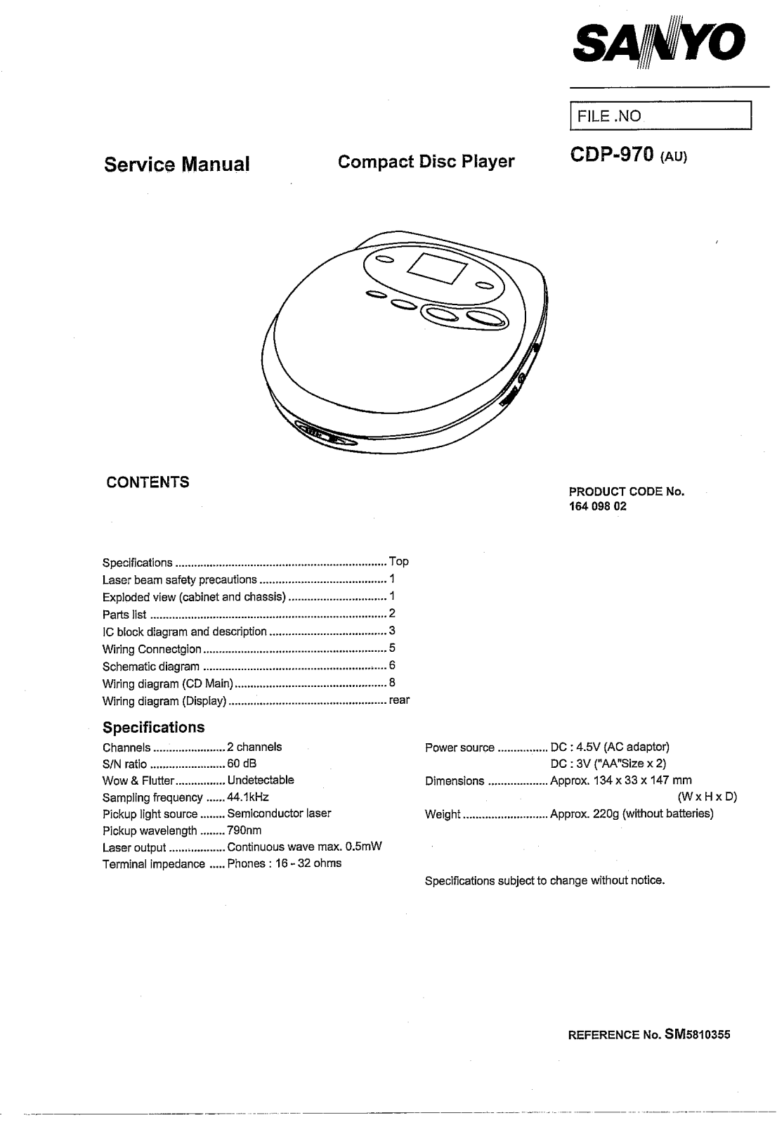 SONY cdp 970 Service Manual