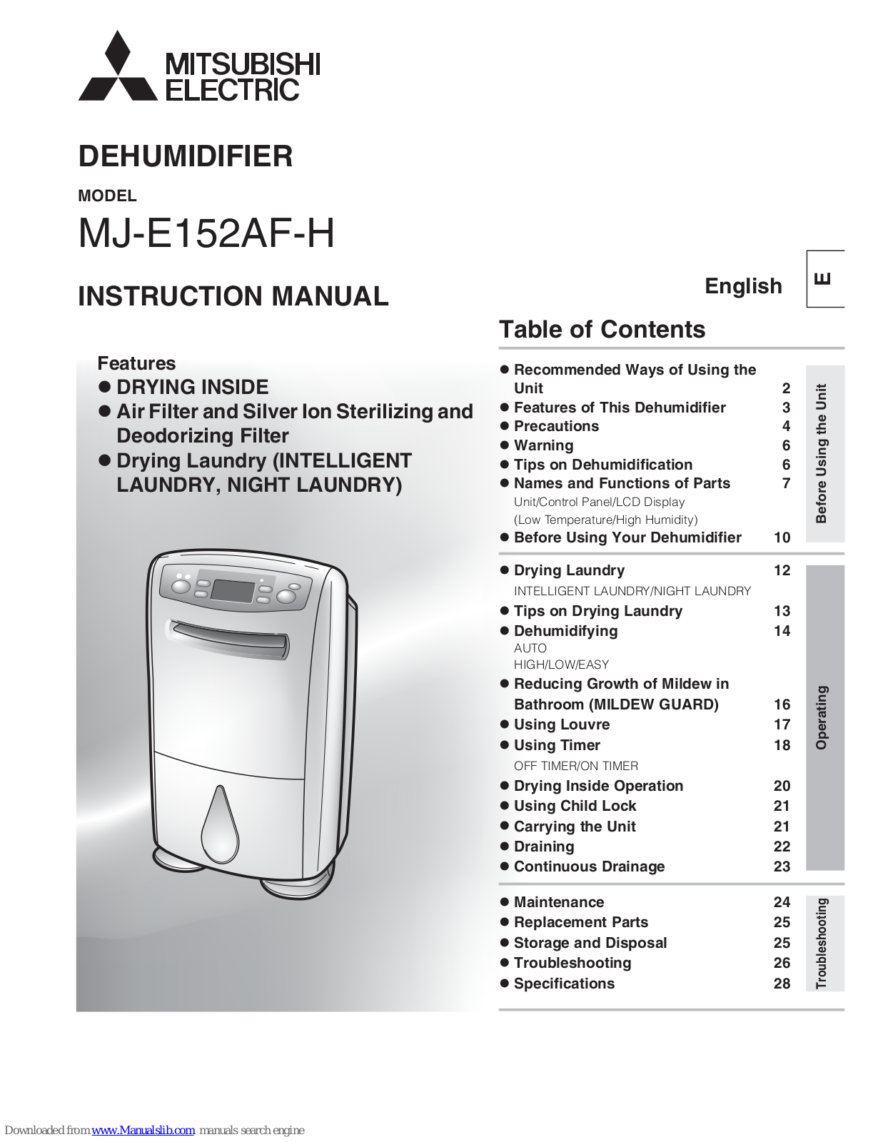 Mitsubishi Electric MJ-E152AF-H Instruction Manual