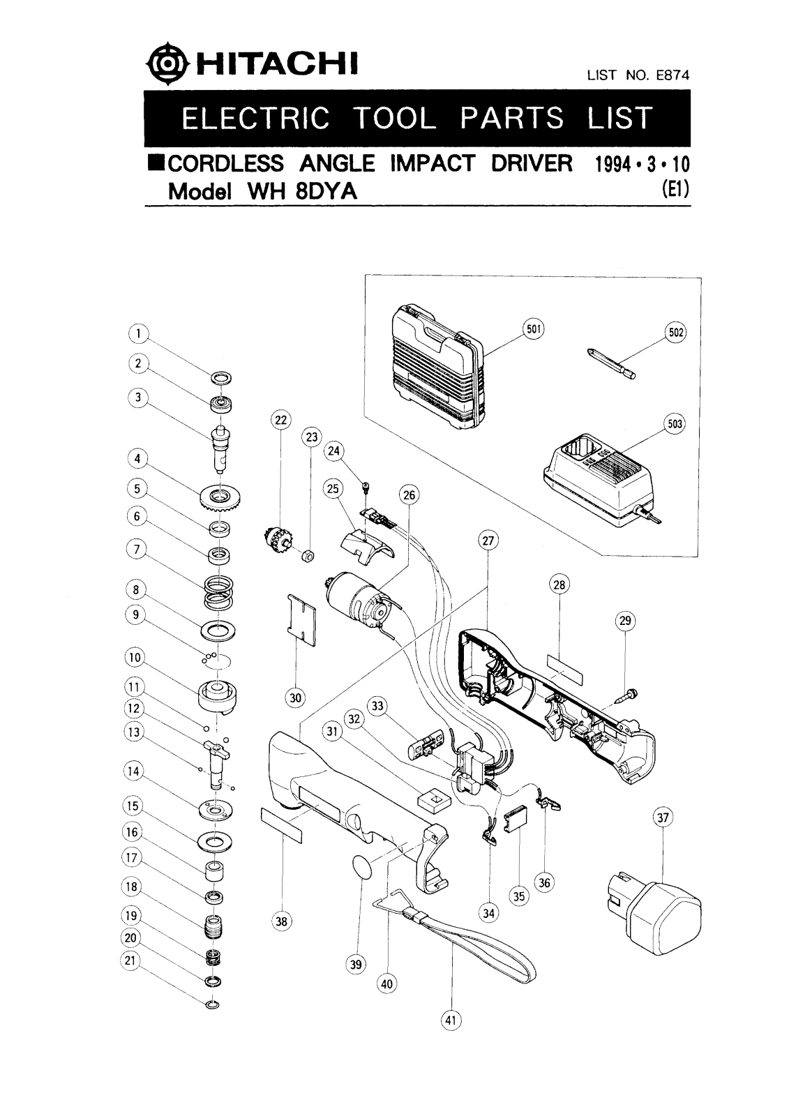 Hitachi WH8DYA PARTS LIST