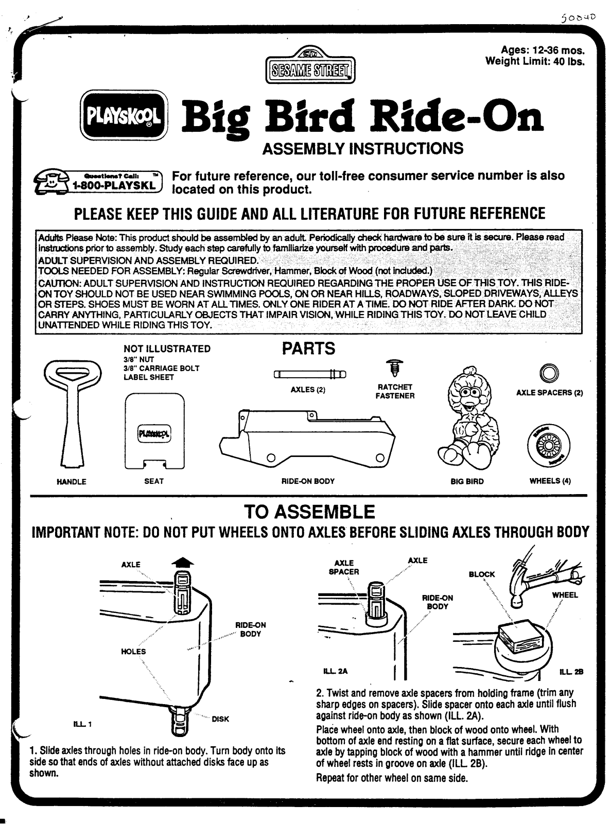 HASBRO Big Bird Ride-On User Manual