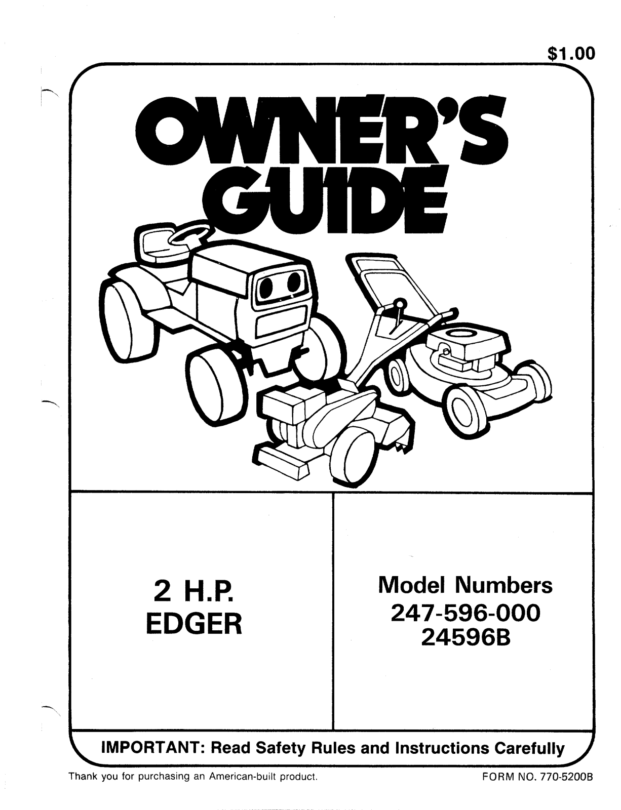 Bolens 24596B, 247-596-000 User Manual