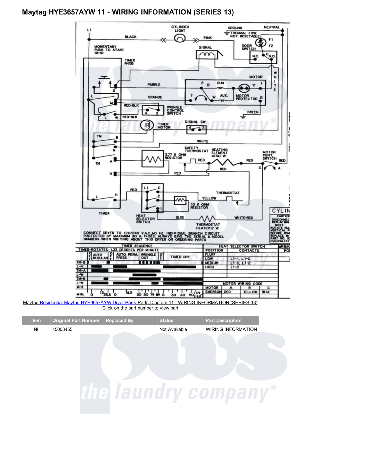 Maytag HYE3657AYW Parts Diagram