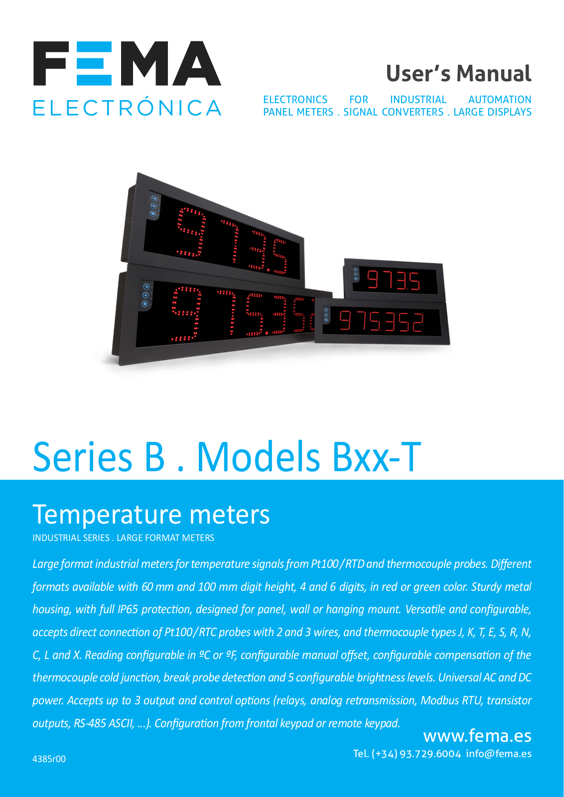 Fema Electronica B Series, Bxx-T Series User Manual