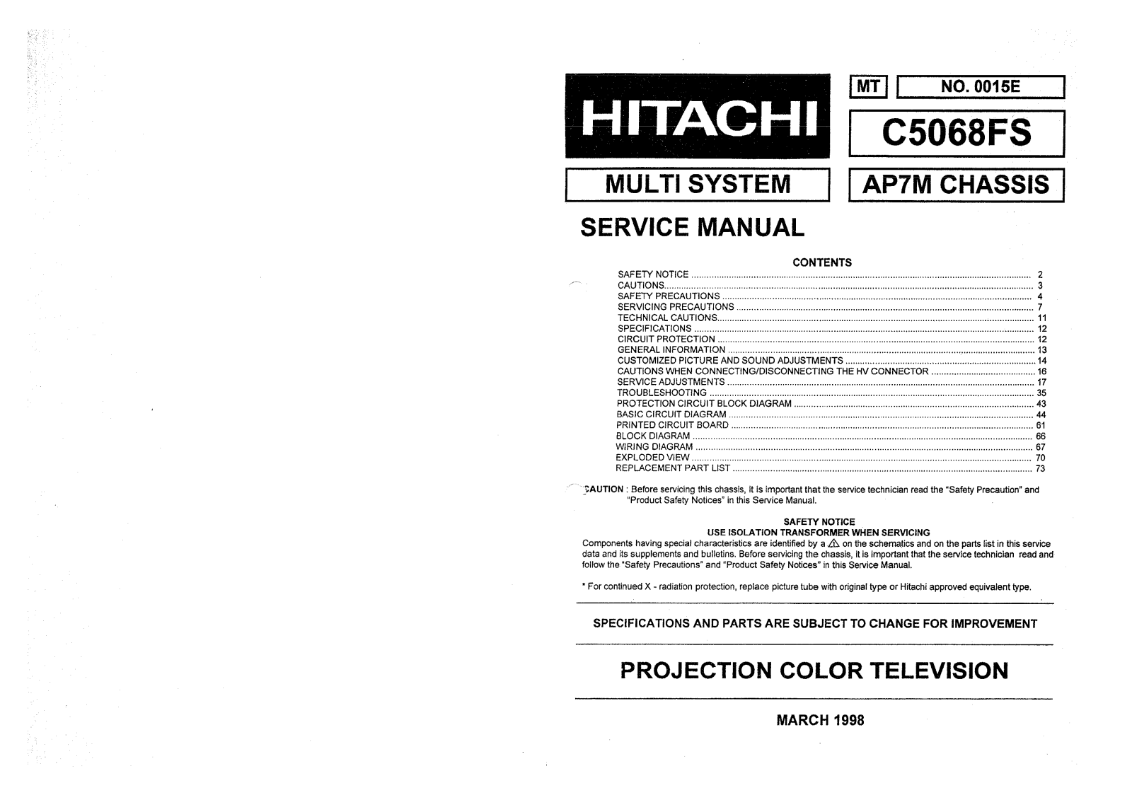 Hitachi C5068FS Schematic