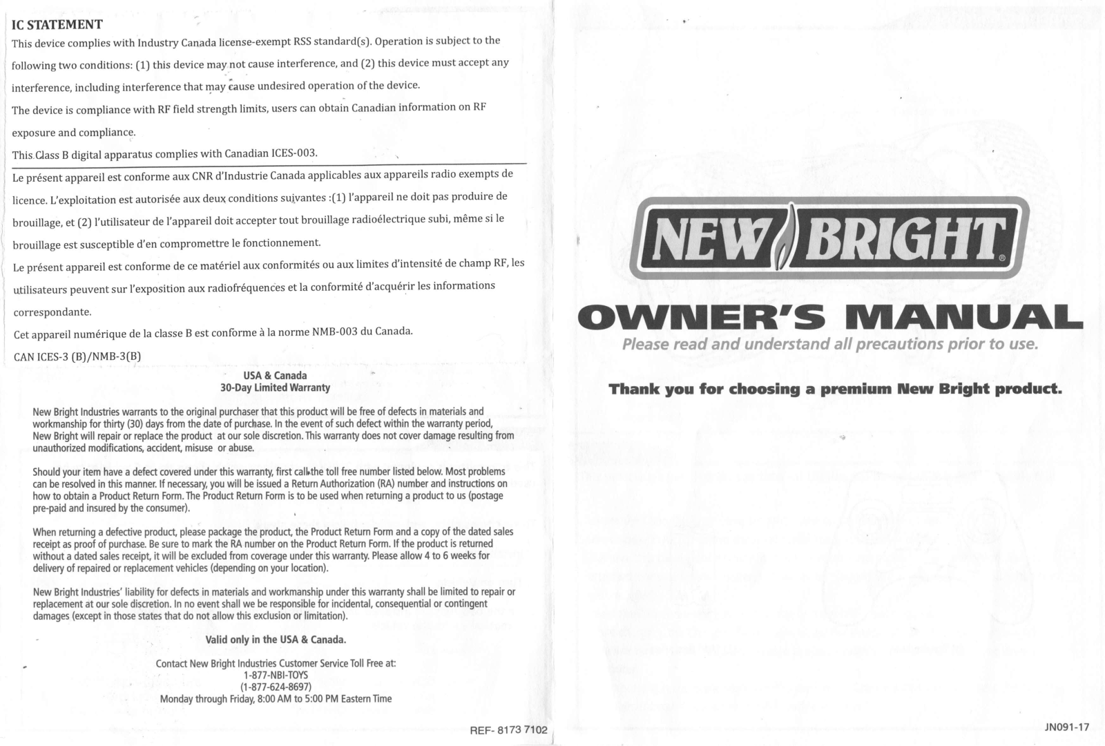 New Bright Co 31HHB User Manual