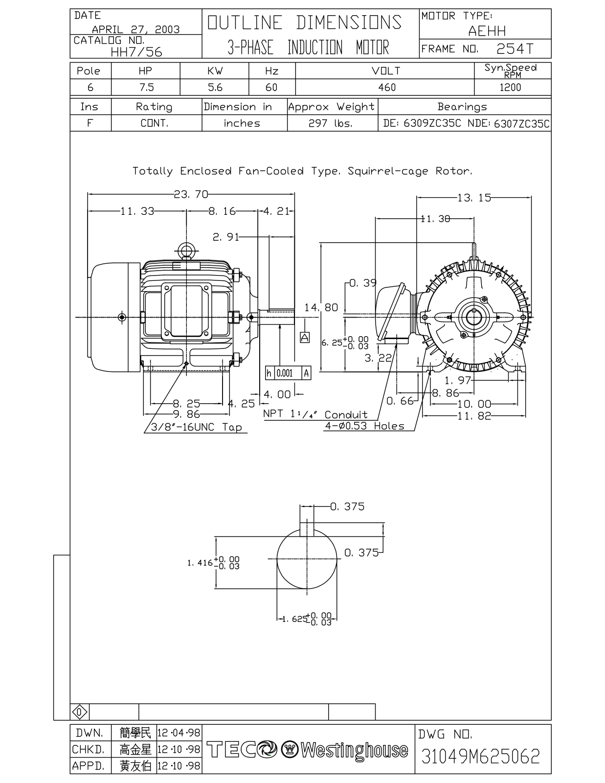 Datasheet HH7/56 Reference Drawing (Teco) - ManualMachine.com
