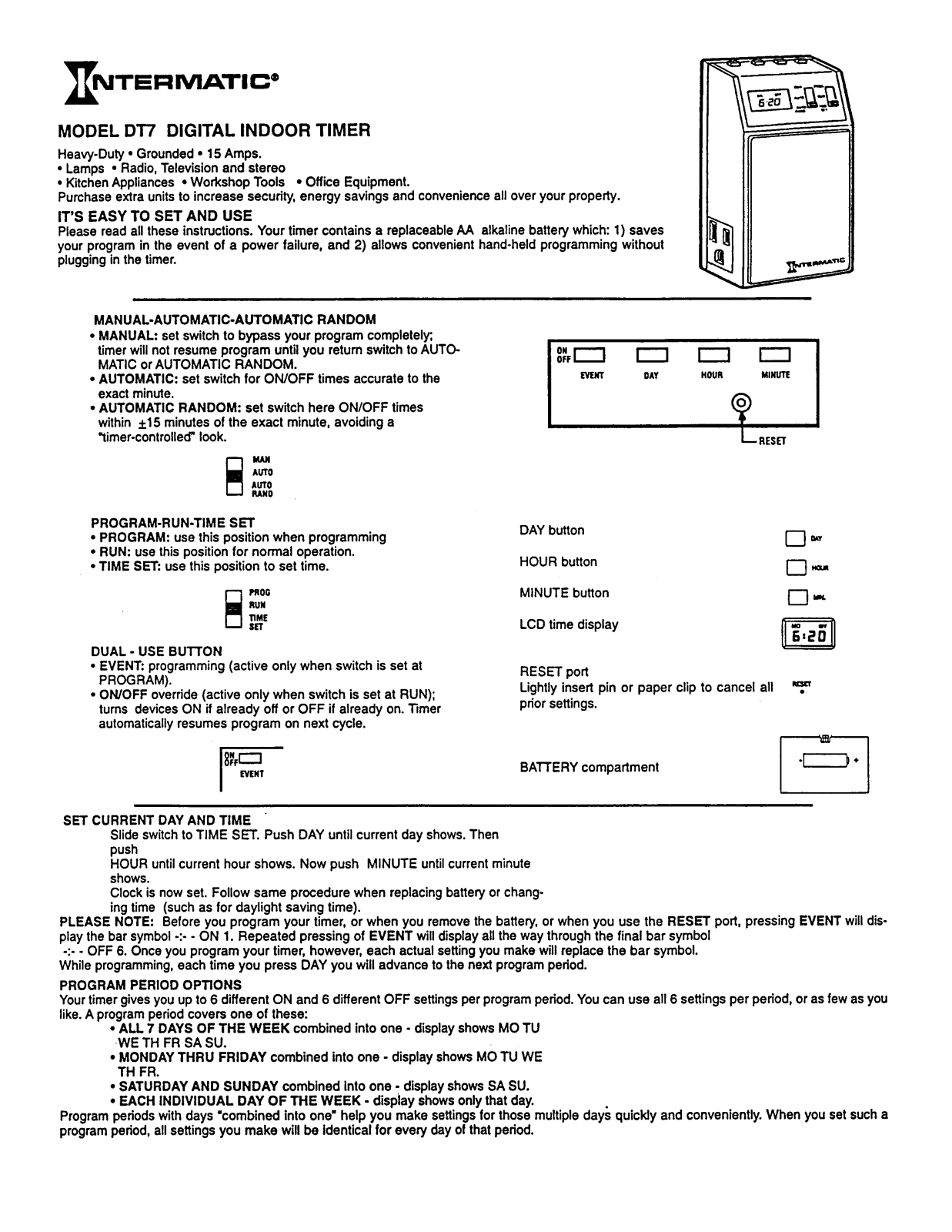 Intermatic DT7 User Manual