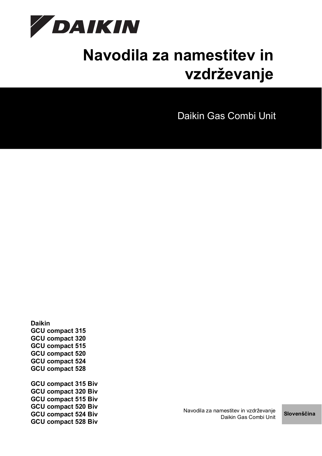 Daikin GCU compact 315, GCU compact 320, GCU compact 515, GCU compact 520, GCU compact 524 Installation manuals