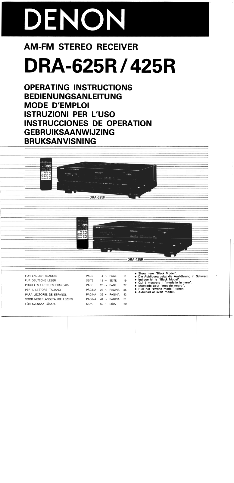 Denon DRA-425R, DRA-625R Owner's Manual