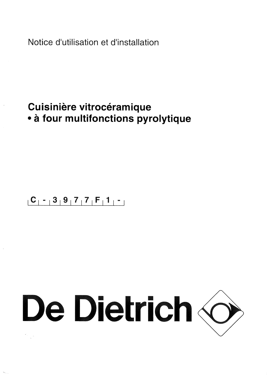 De dietrich CD3977F1 User Manual