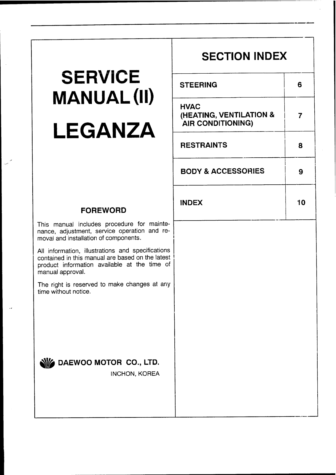 Daewoo Leganza User Manual