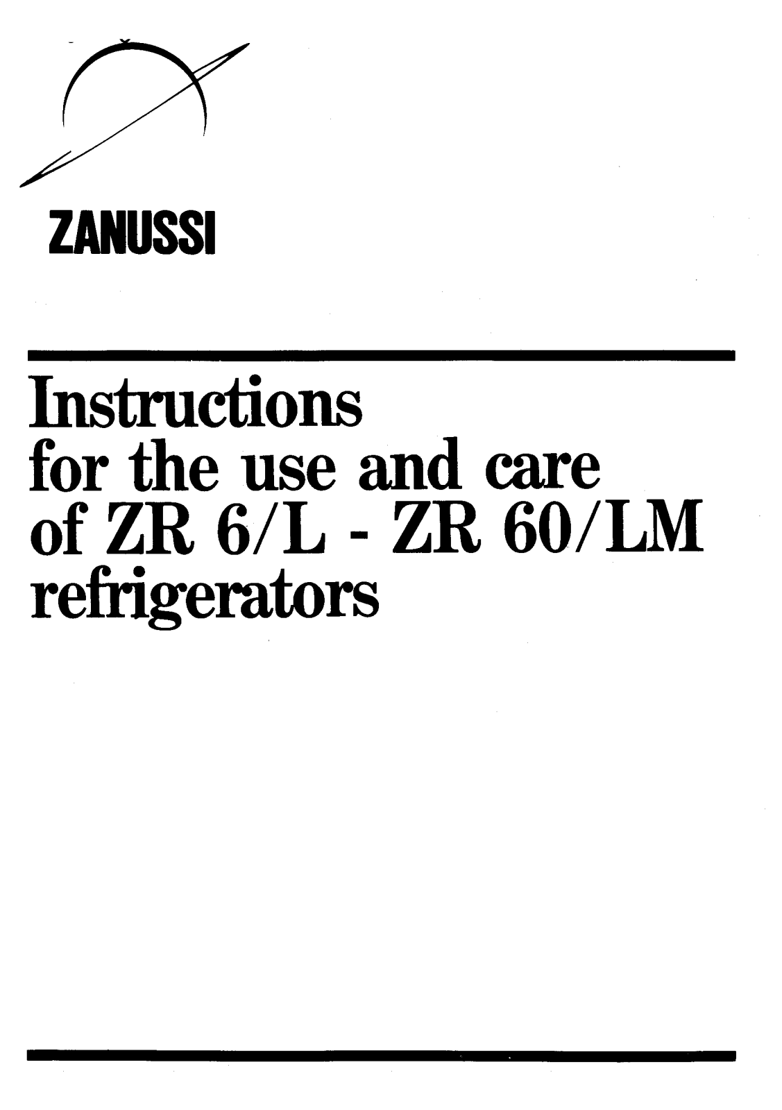 Zanussi ZR 6/L, ZR 60/LM User Manual