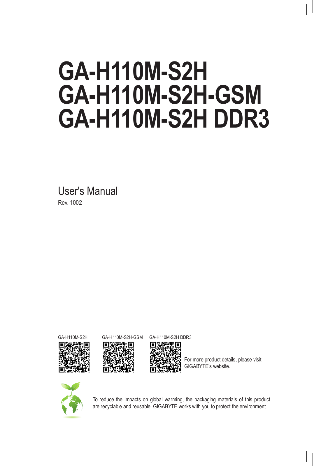 Gigabyte GA-H110M-S2H Service Manual