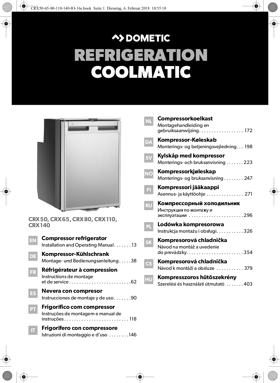 Dometic CRX110, CRX140, CRX65, CRX50, CRX80 User Manual