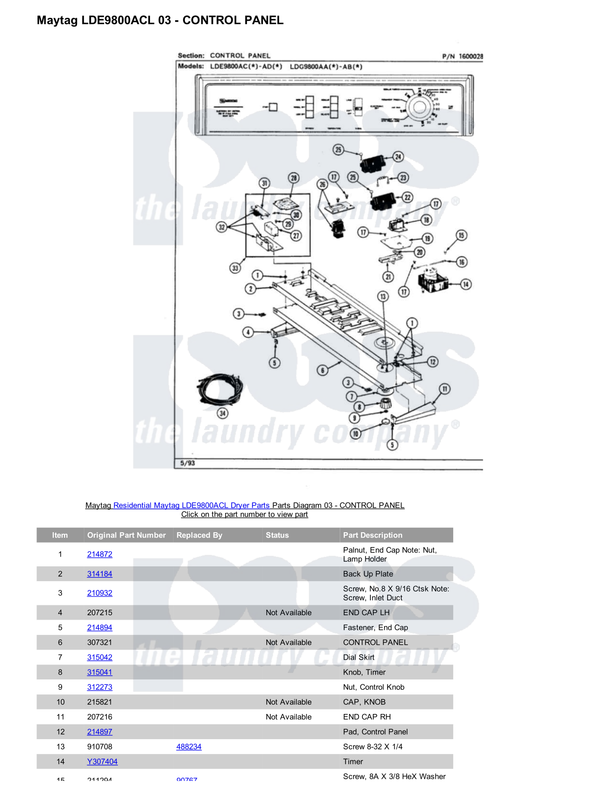 Maytag LDE9800ACL Parts Diagram