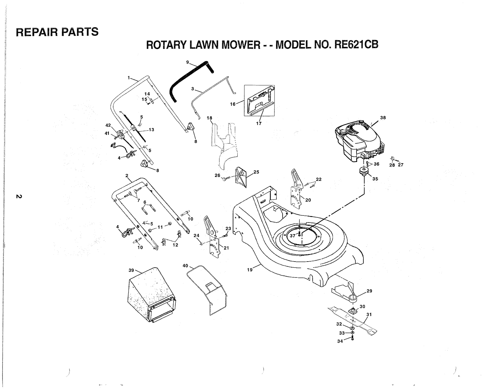 AYP RE621CB Parts List