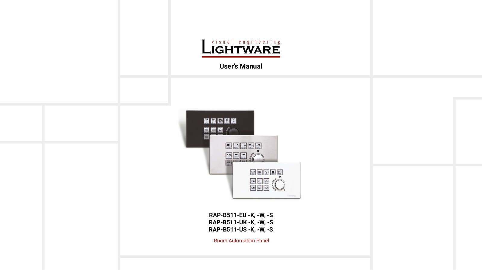 Lightware RAP-B511-UK-S, RAP-B511-US-S, RAP-B511-US-W, RAP-B511-UK-W, RAP-B511-US-K User Manual - ManualMachine.com