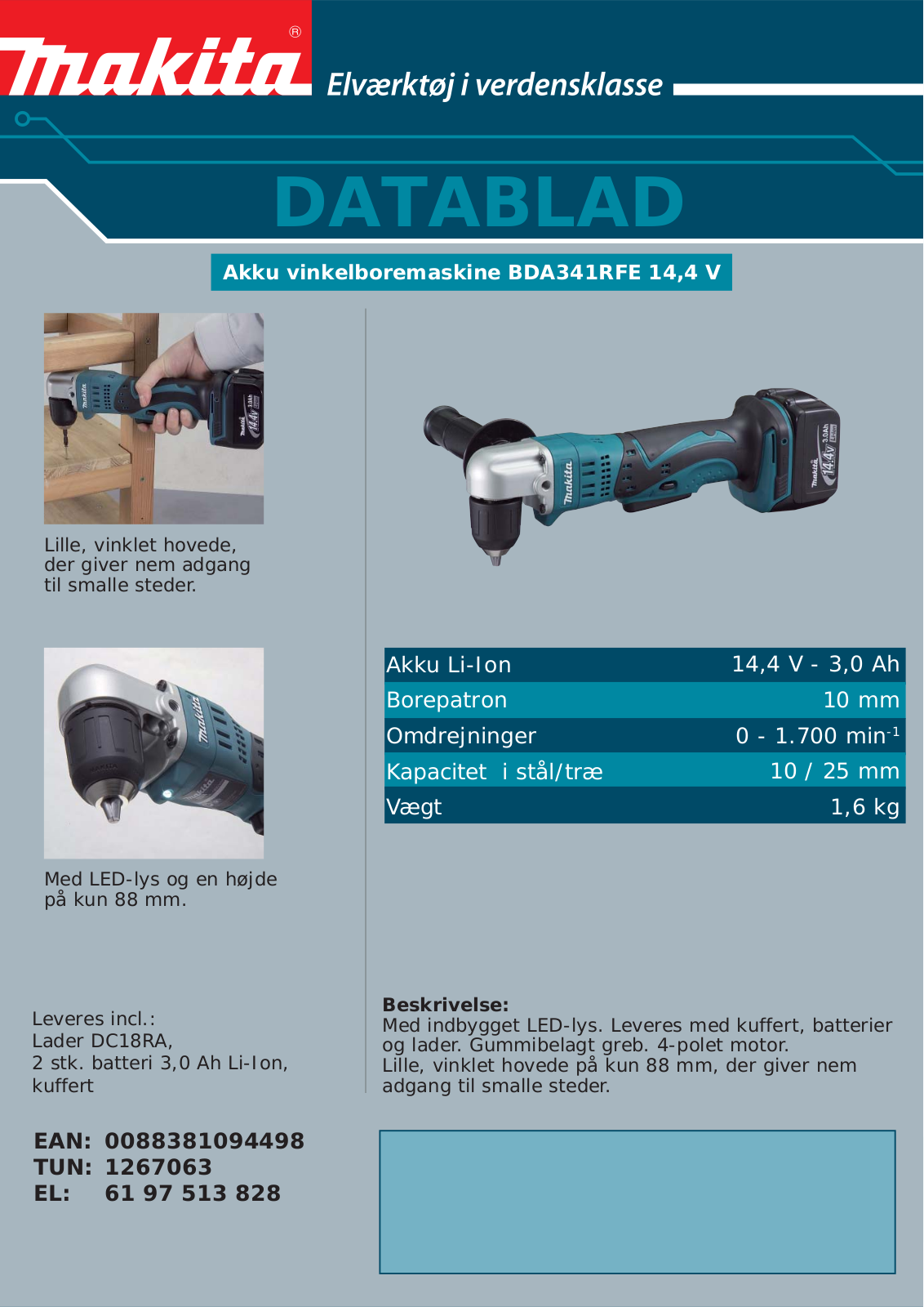 Makita BDA341RFE DATASHEET