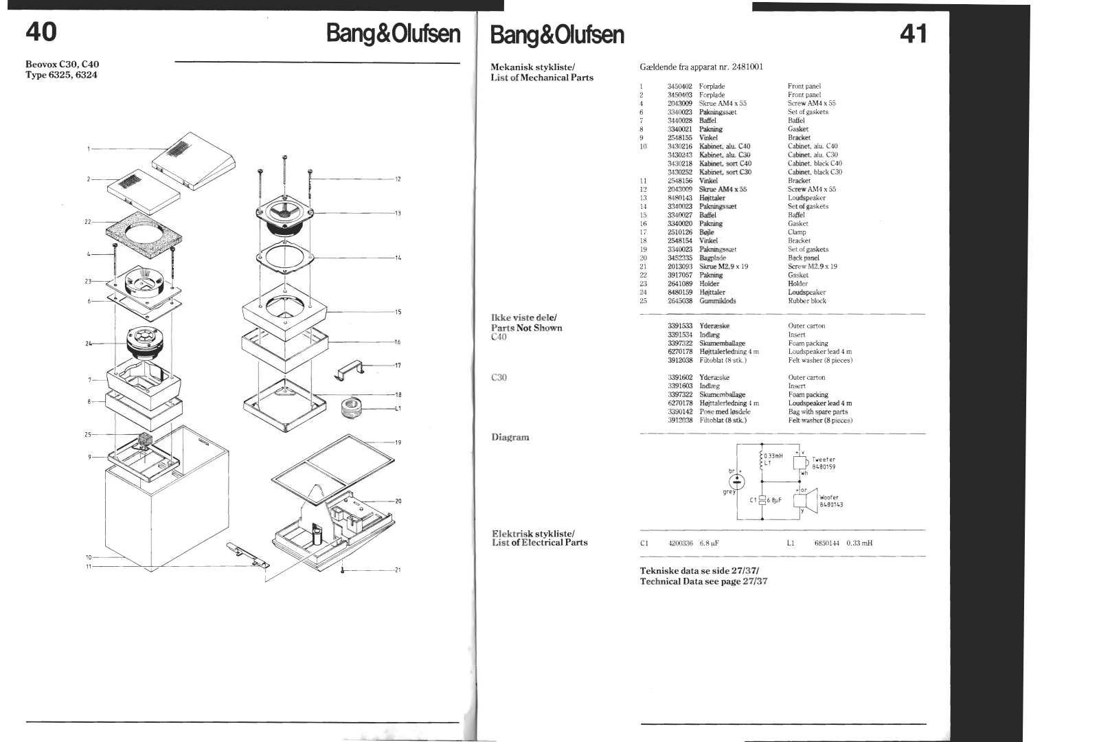 Bang & Olufsen Beovox C-30 Service Manual