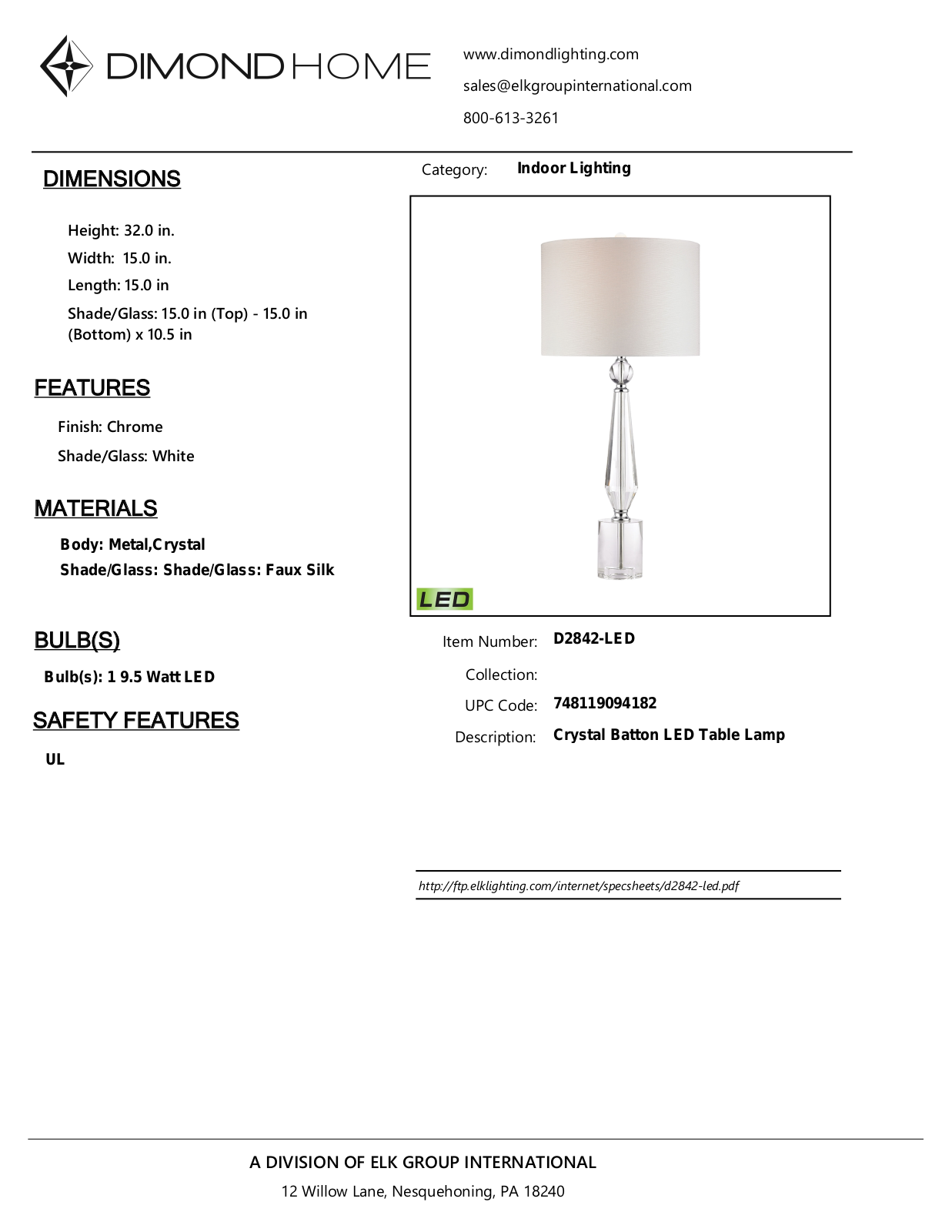 ELK Home D2842LED User Manual