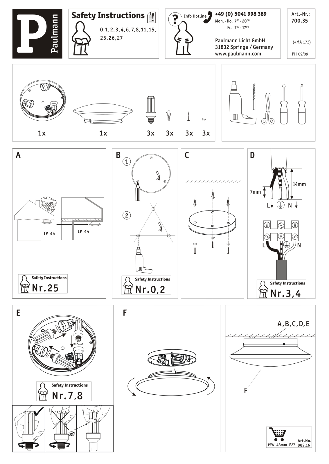 Paulmann 70035 Safety instructions - ManualMachine.com