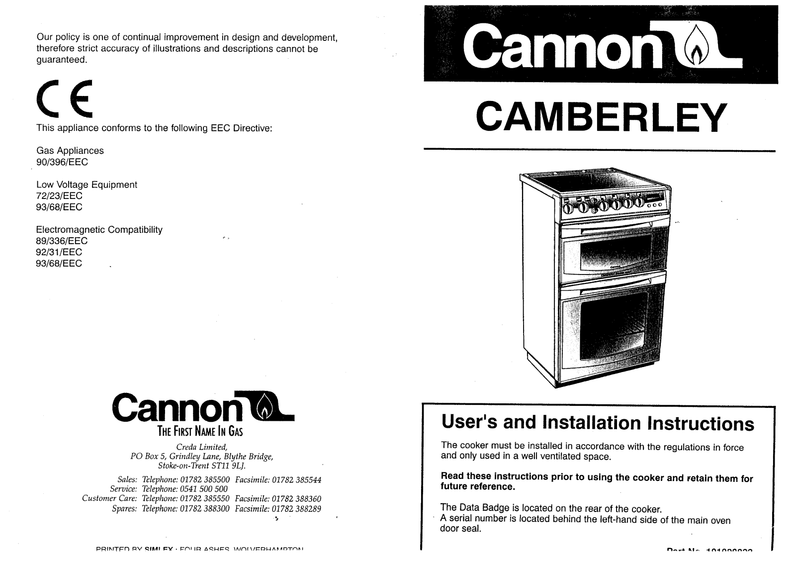 Cannon 10101G User Manual