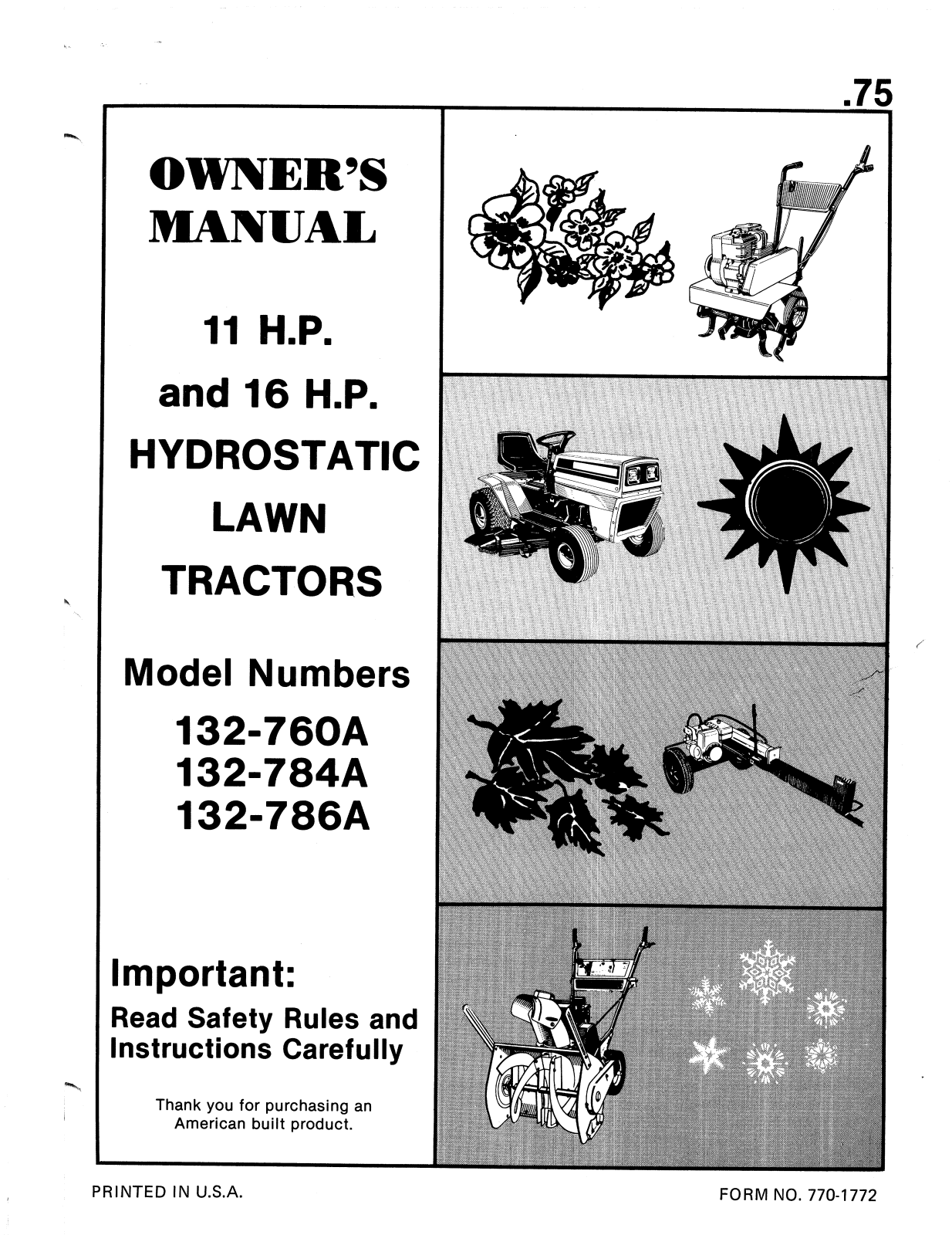 Bolens 132-786A, 132-760A, 132-784A User Manual