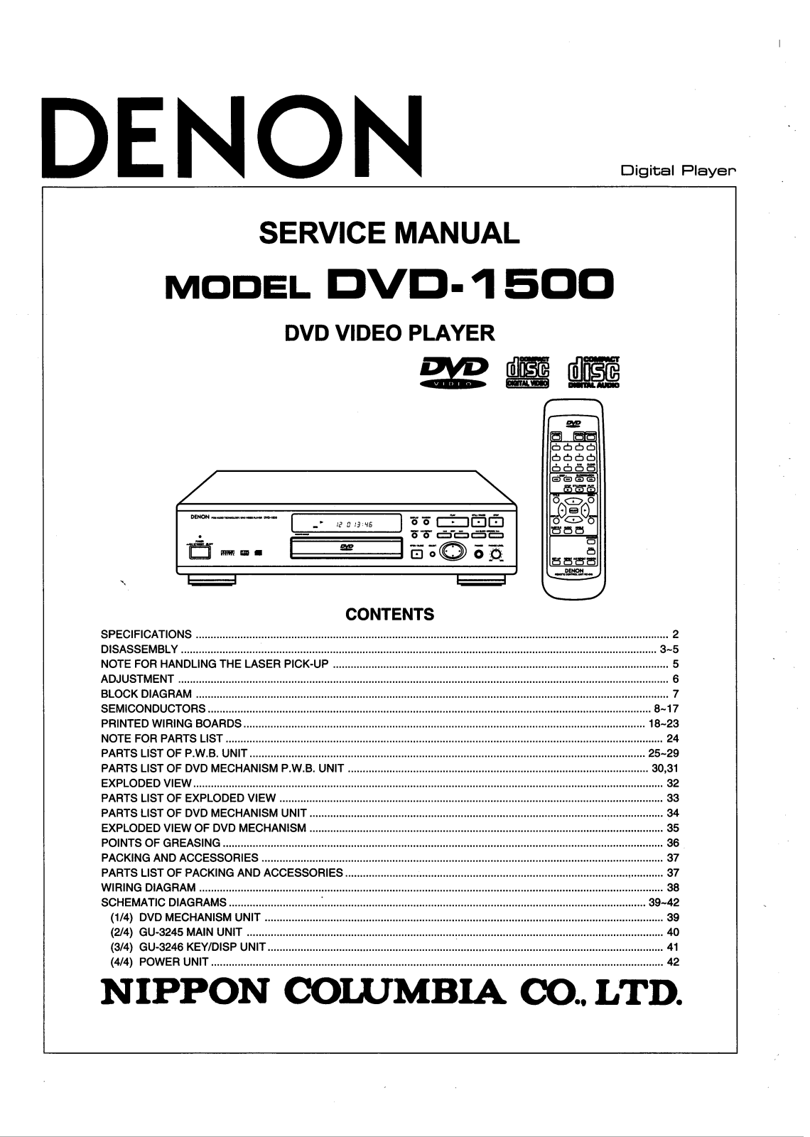 Denon DVD-1500 Service Manual