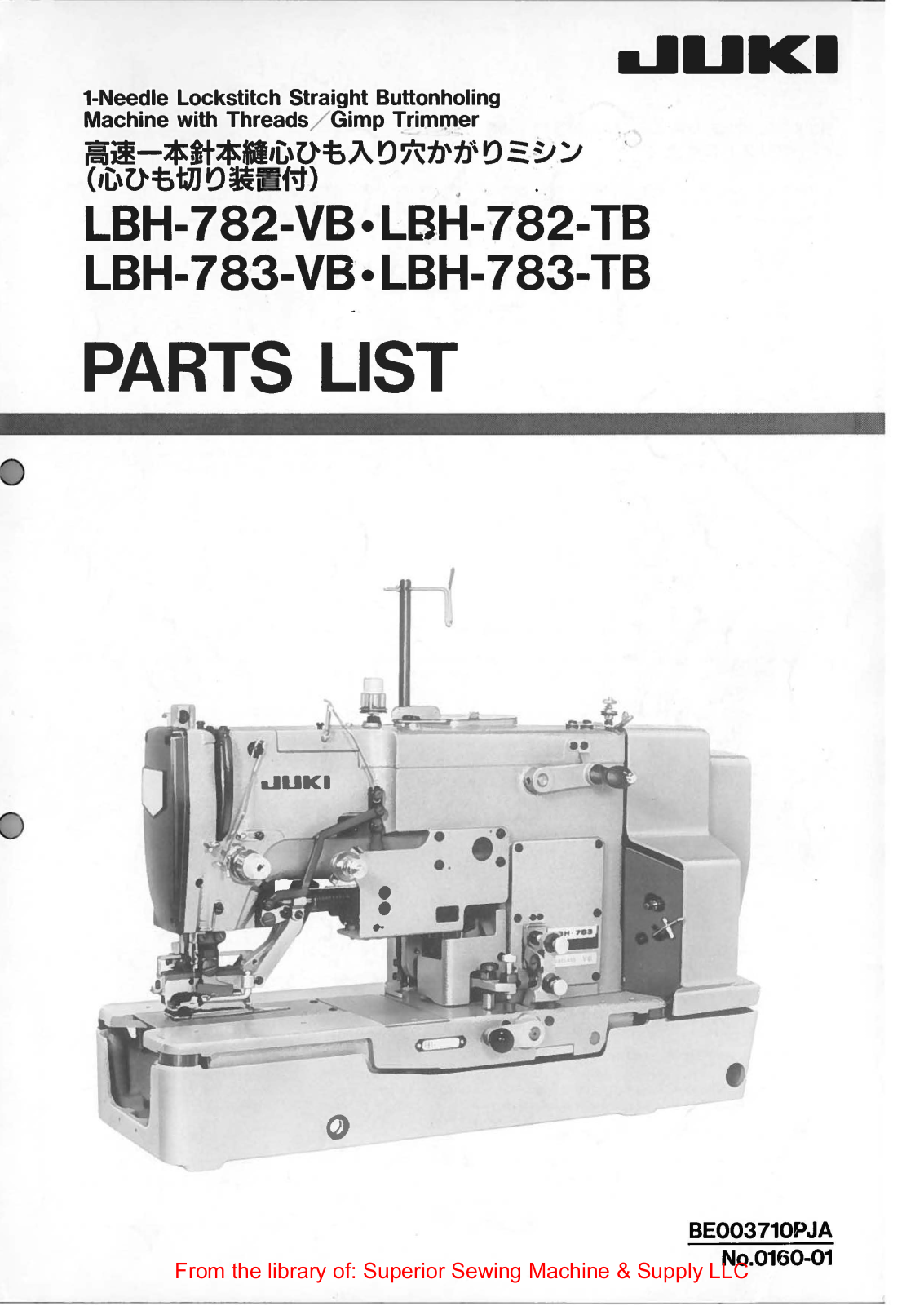 Juki LBH-782-VB, LBH-782-TB, LBH-783-VB, LBH-783-TB User Manual - ManualMachine.com