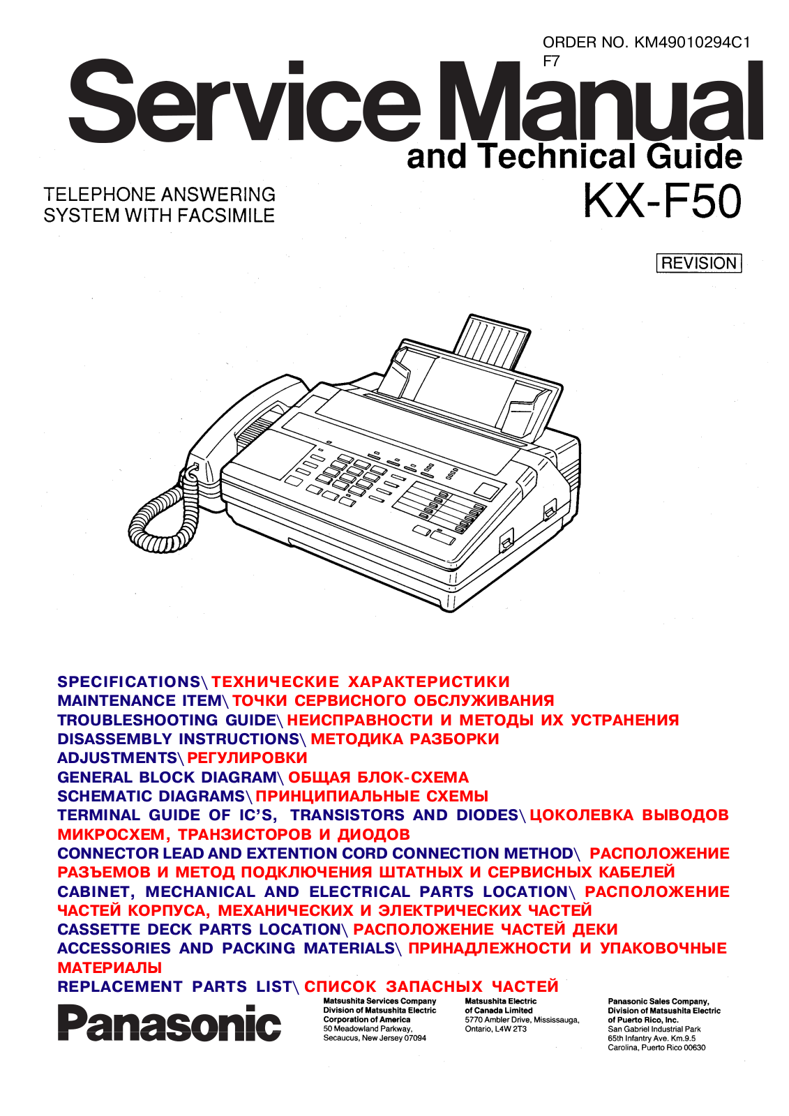 Panasonic Fax KX-F50 Schematic