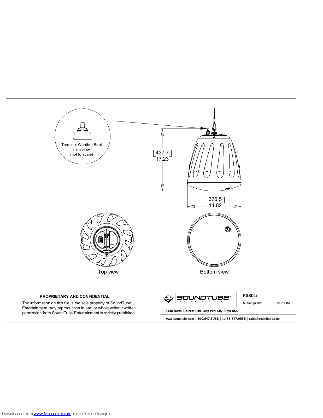 SoundTube Audio Speaker RS801i, RS801I Datasheet