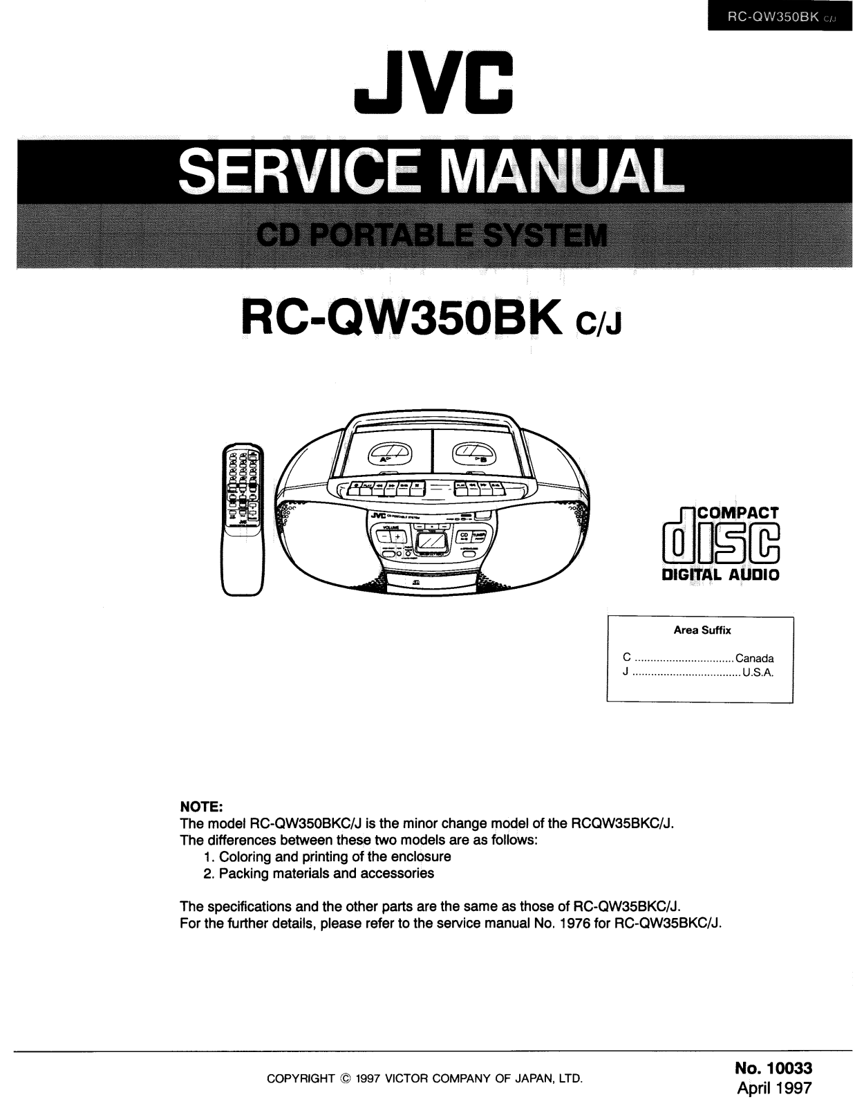 JVC RCQW-350-BK Service manual