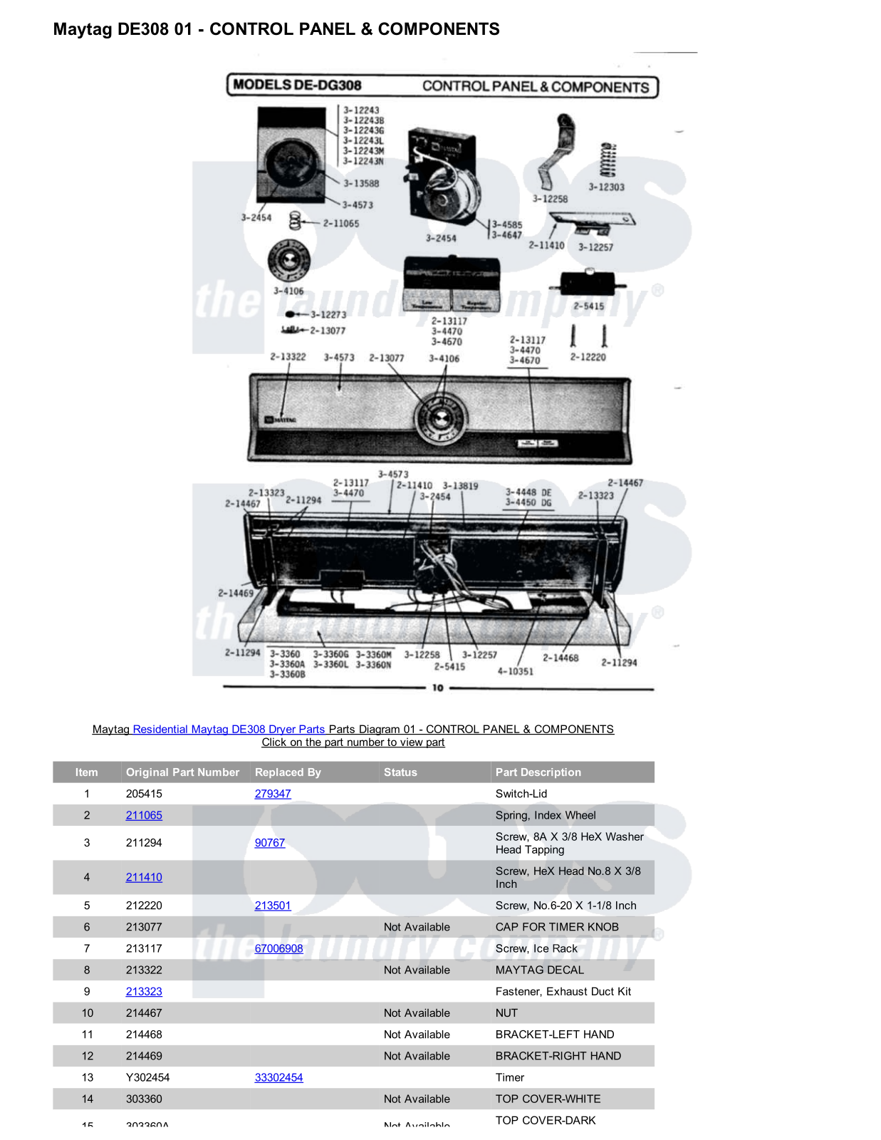 Maytag DE308 Parts Diagram