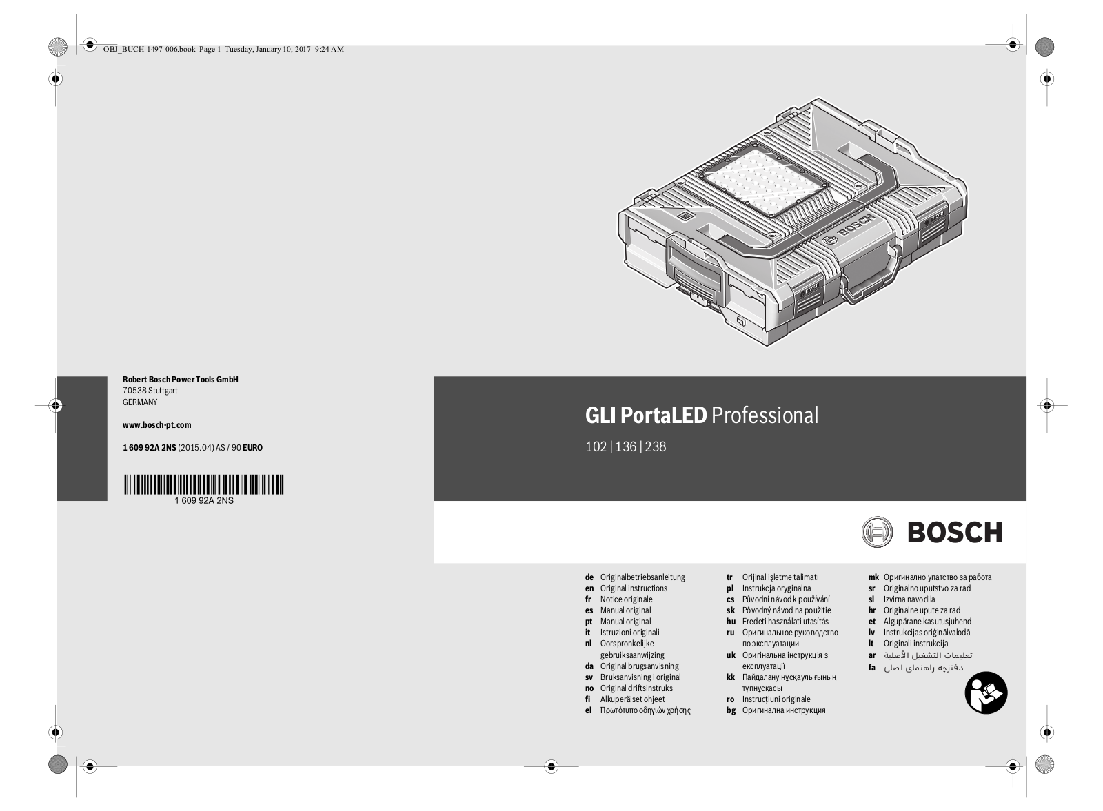 Bosch GLI PortaLED 136, GLI PortaLED 238, GLI PortaLED 102 User Manual
