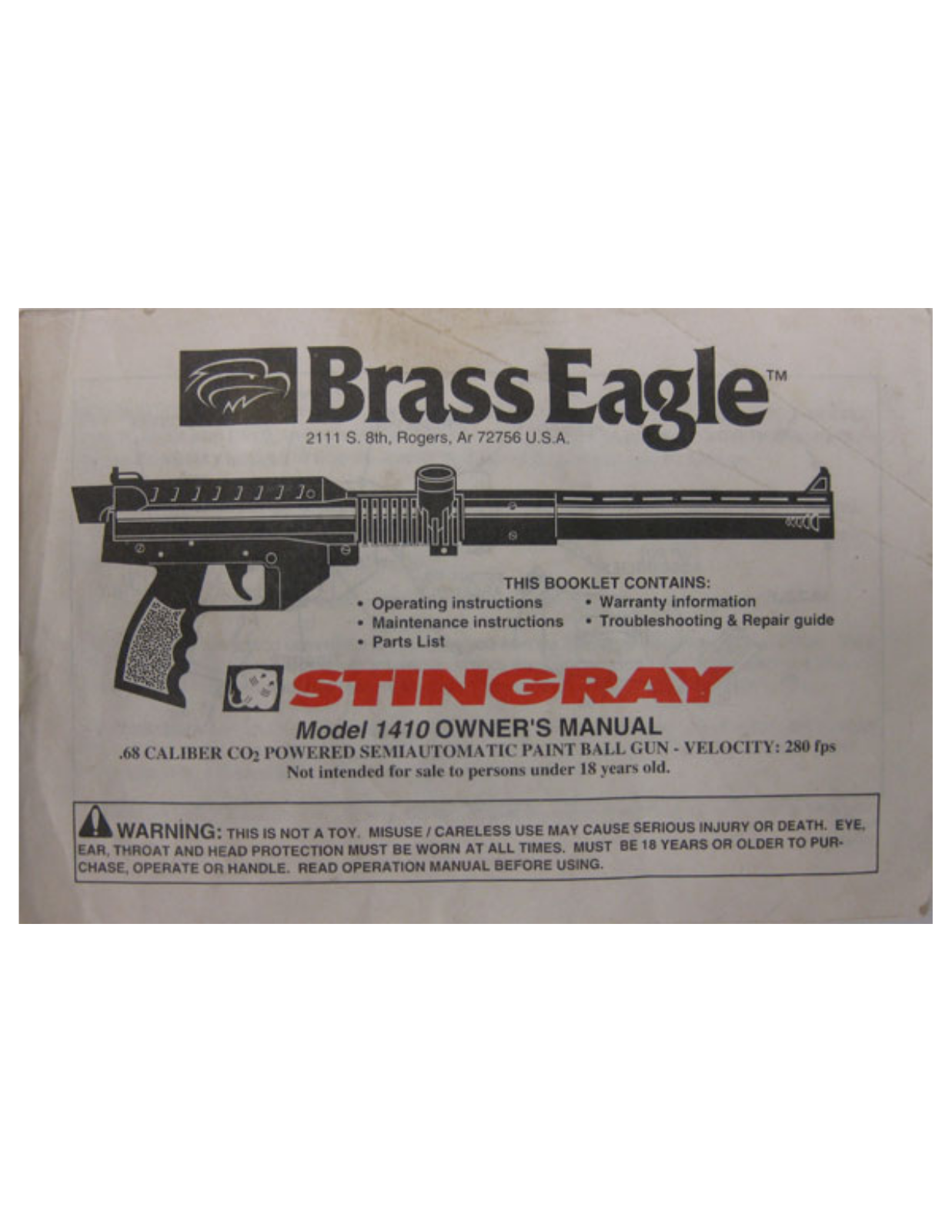 Brass Eagle Stingray User Manual - ManualMachine.com