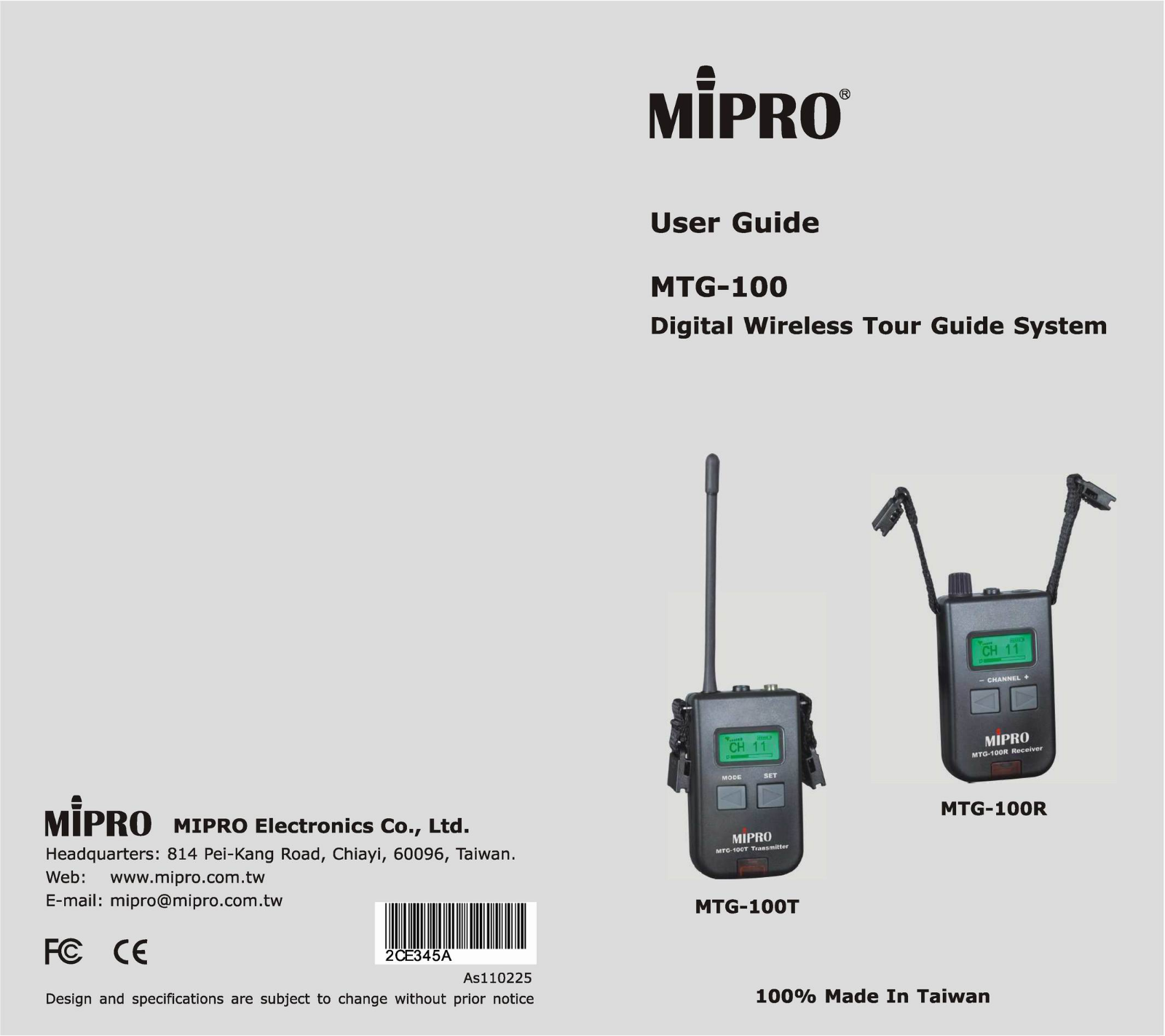 Mipro Electronics Co MTG100T Users manual