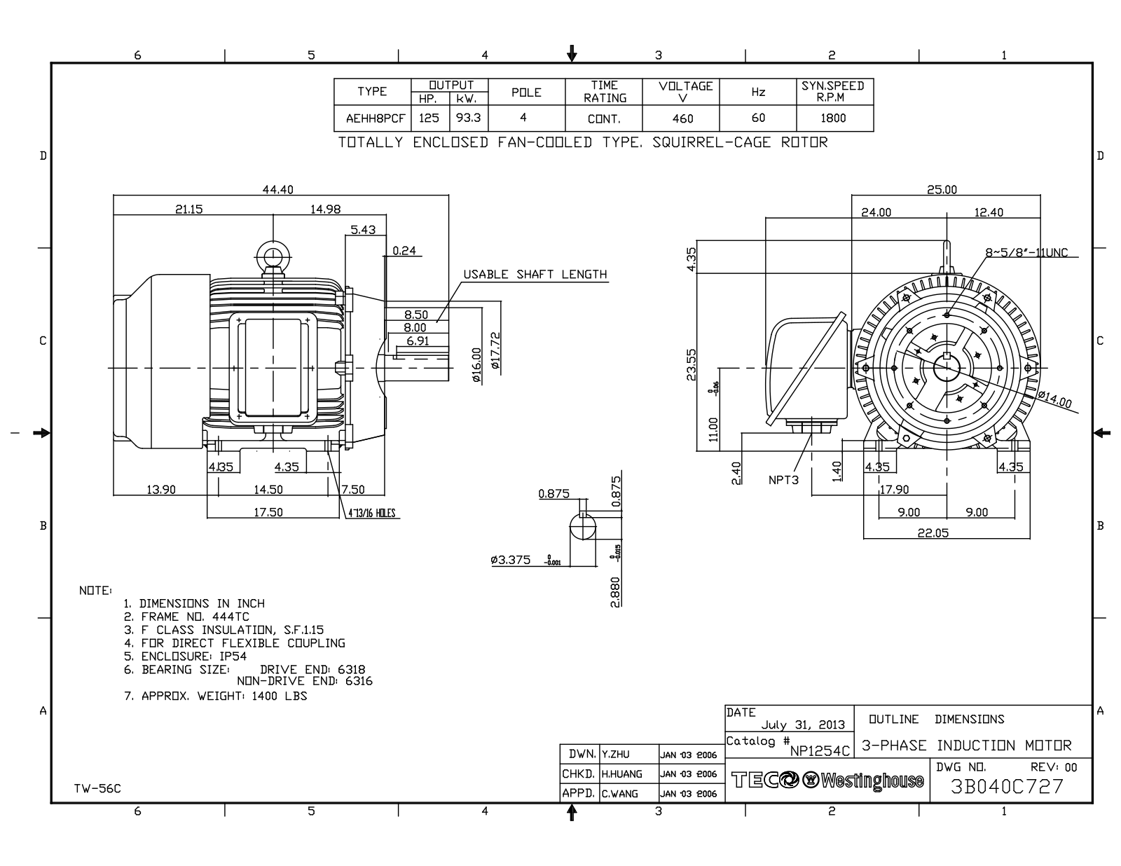 Teco NP1254C Reference Drawing