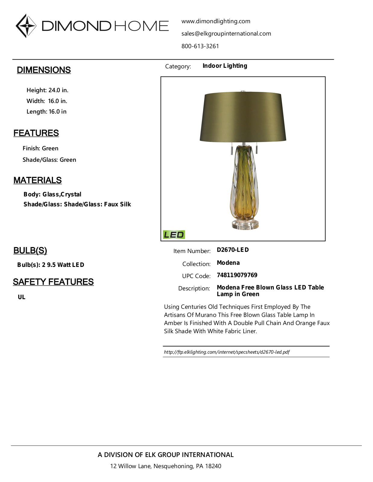 ELK Home D2670LED User Manual