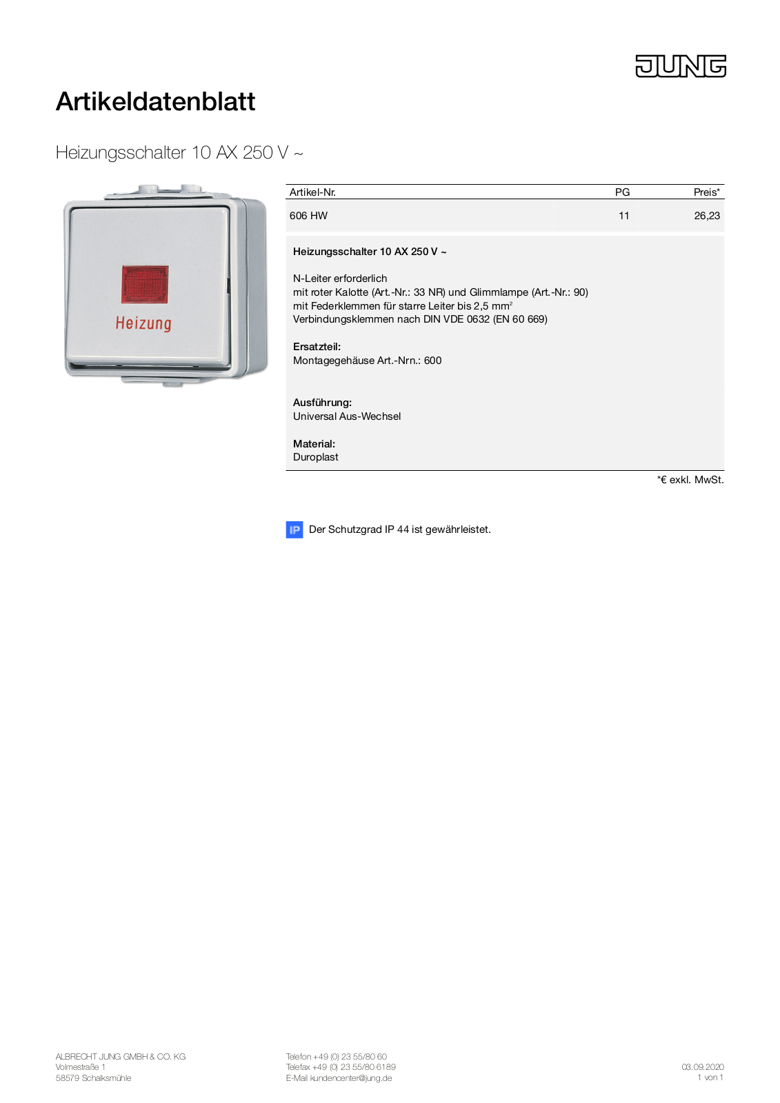 Jung 606 HW User Manual