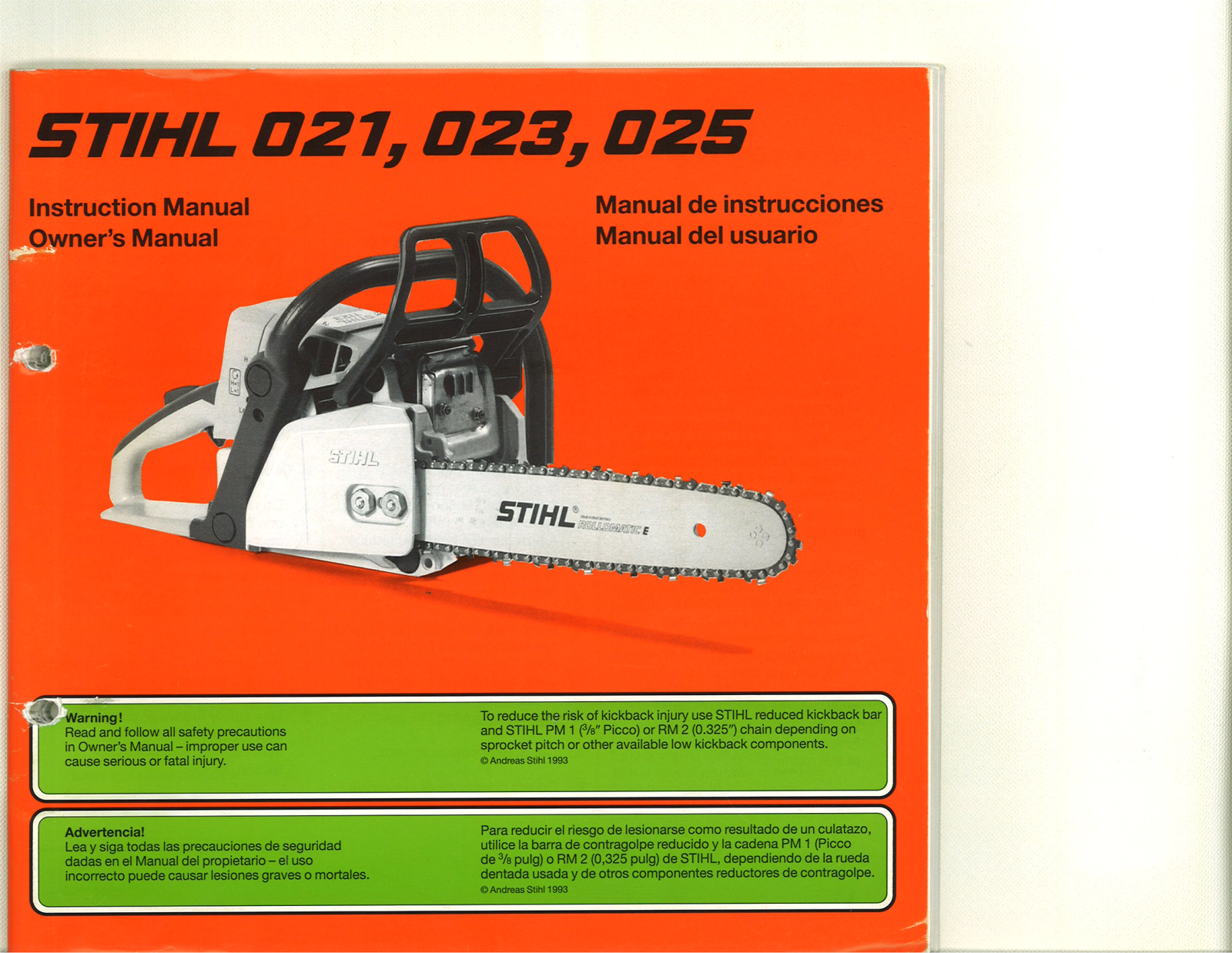 STIHL 023, 021, 025 Owner's Manual