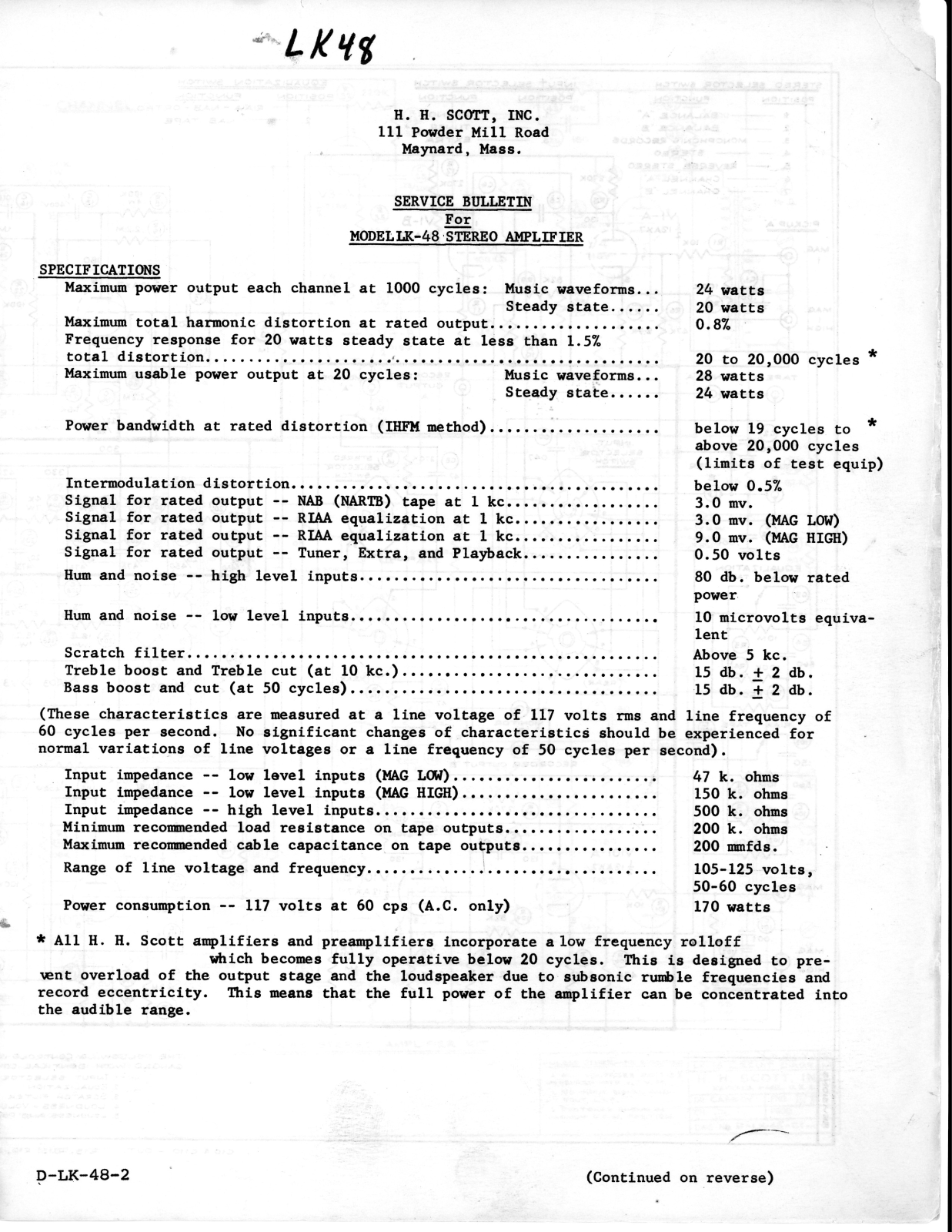 H.H. Scott LK-48 Schematic