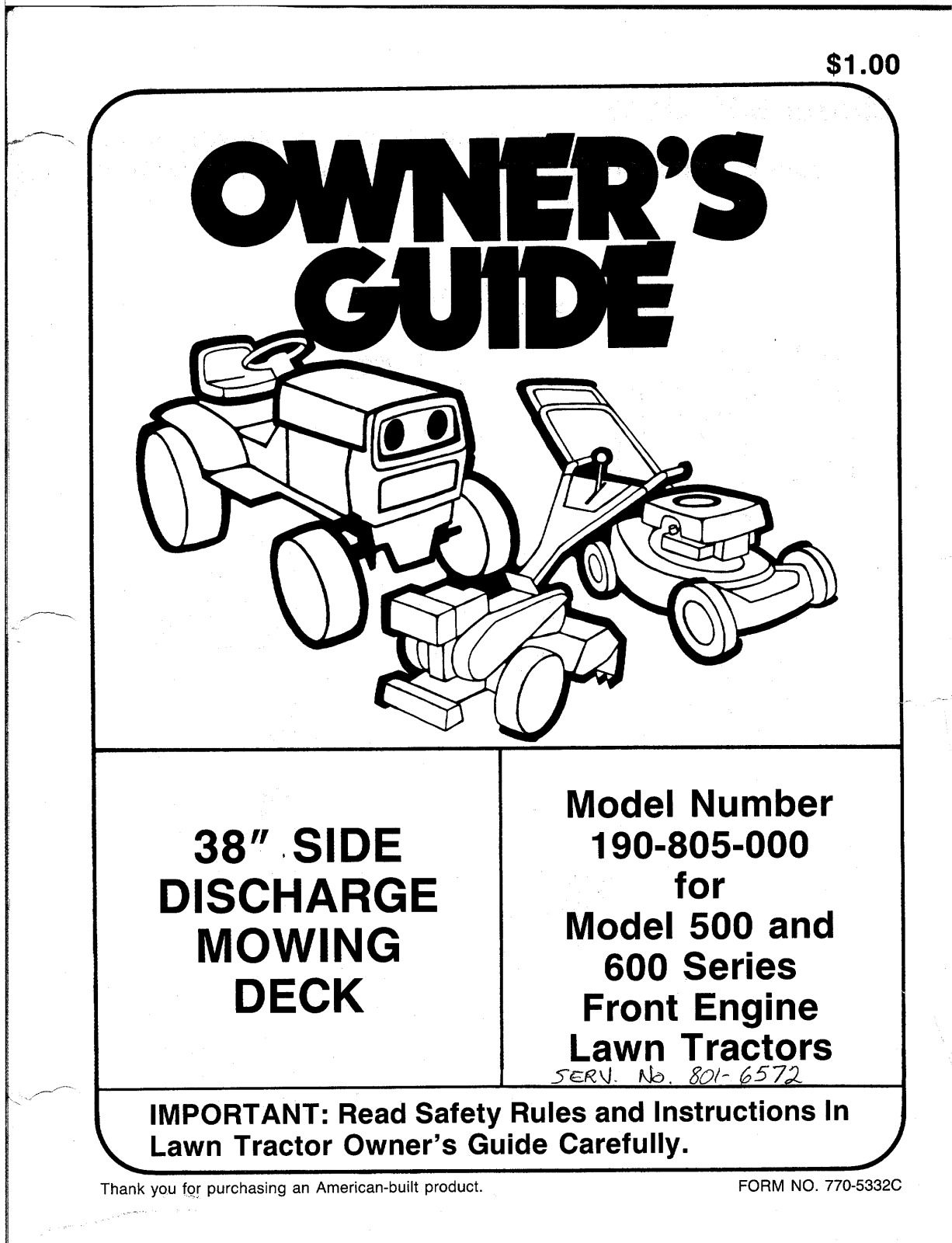 MTD 190-805-000 User Manual