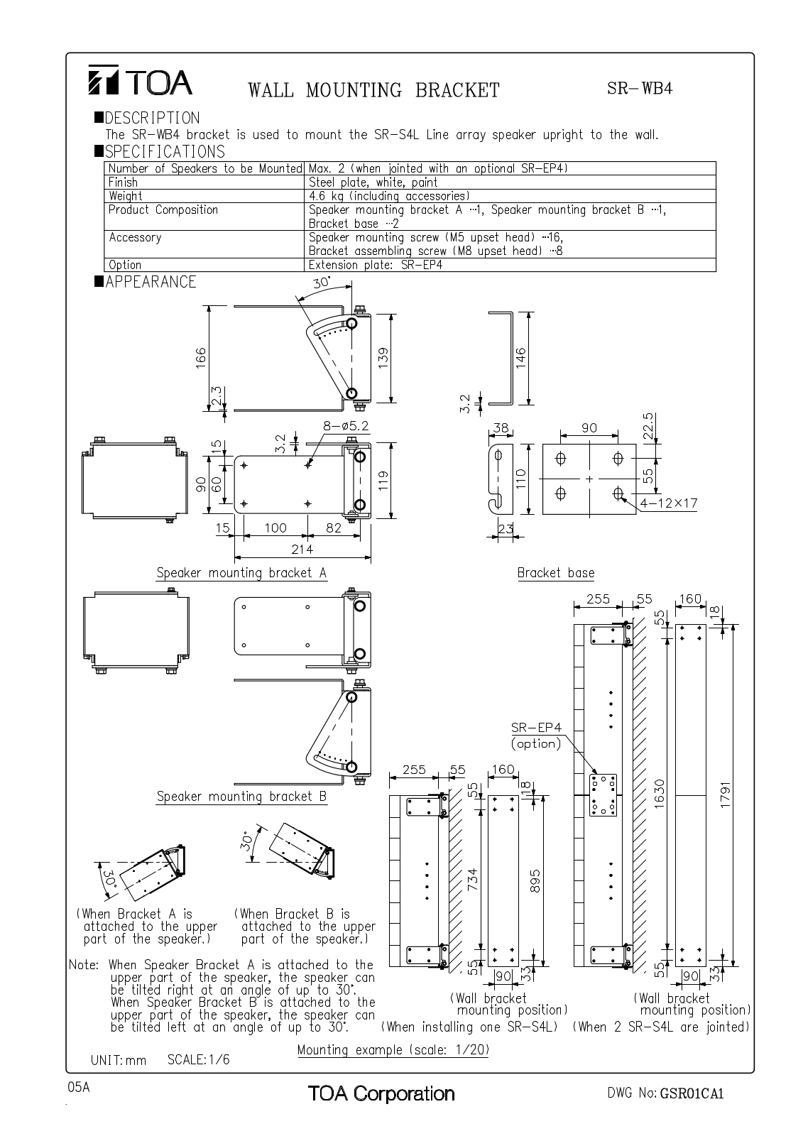 TOA SR-WB4, SR-WB4WP User Manual