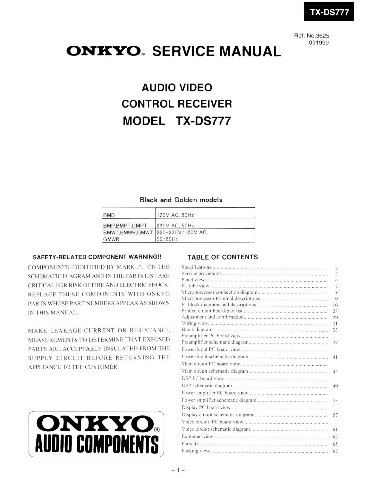 Onkyo TXDS-777 Service manual