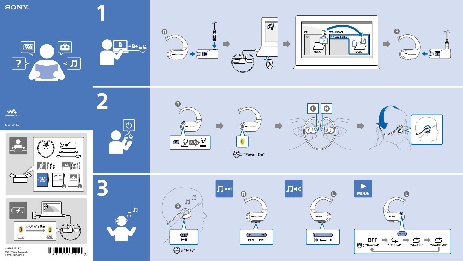 Sony NW-WS623G, NW-WS623W, NW-WS623L, NW-WS623B User Manual