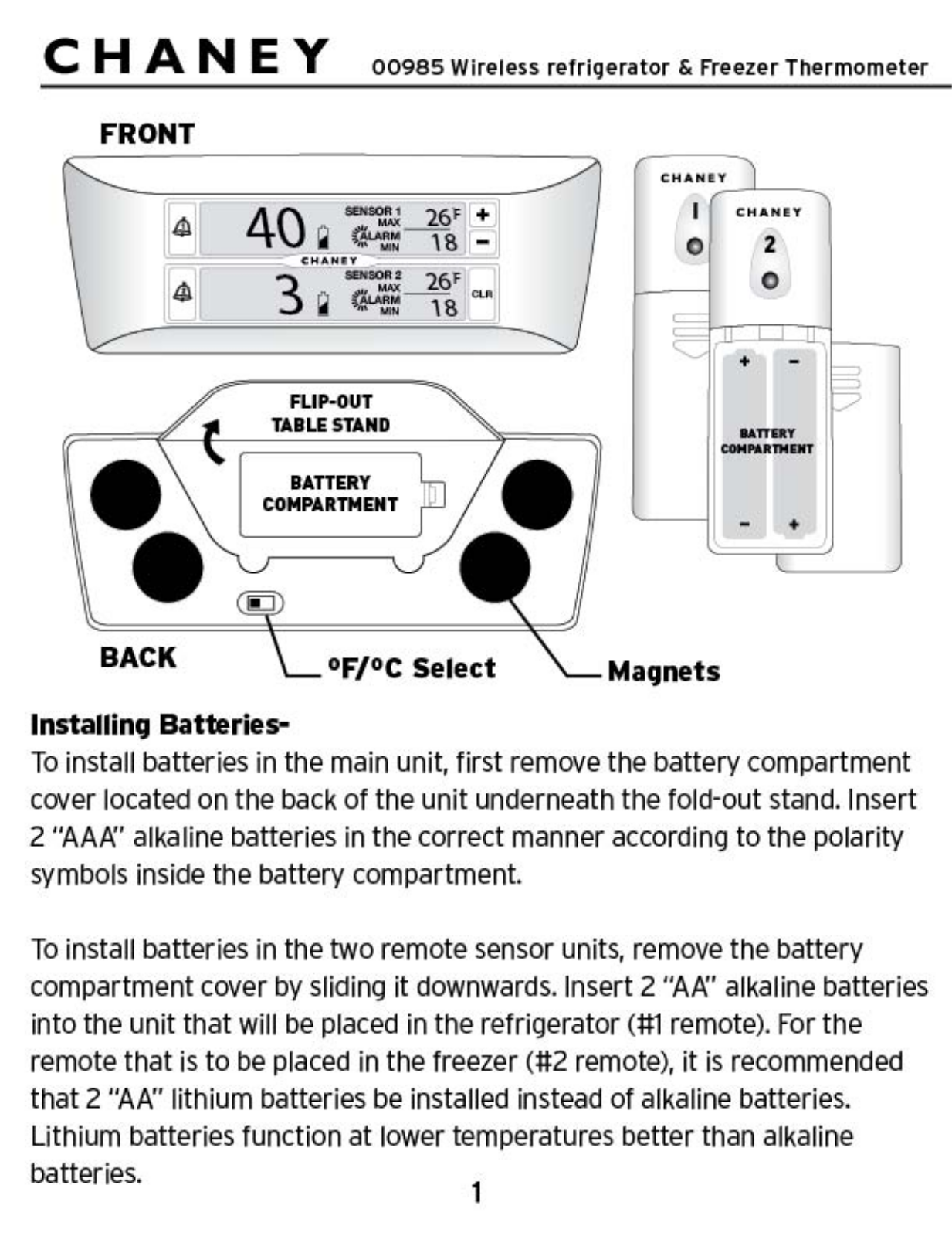 Chaney instrument 00985 User Manual