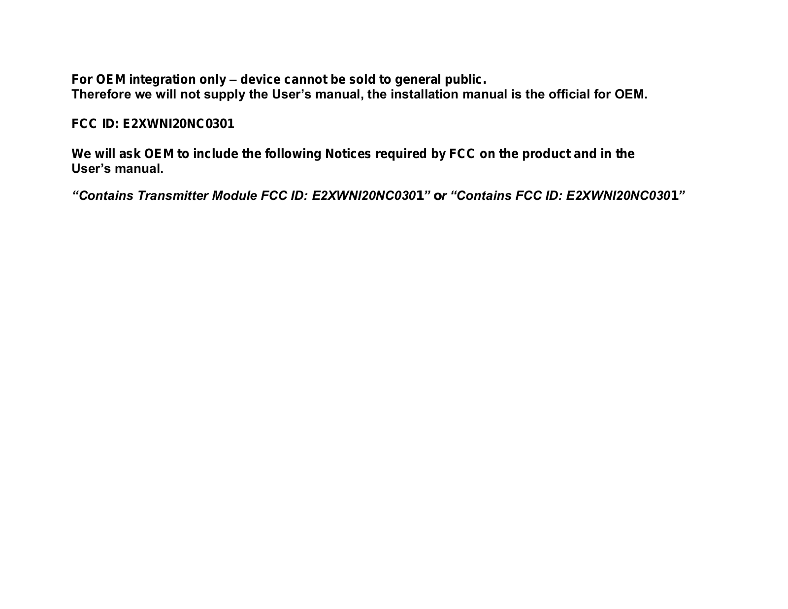 Samsung WNI20NC0301 User Manual