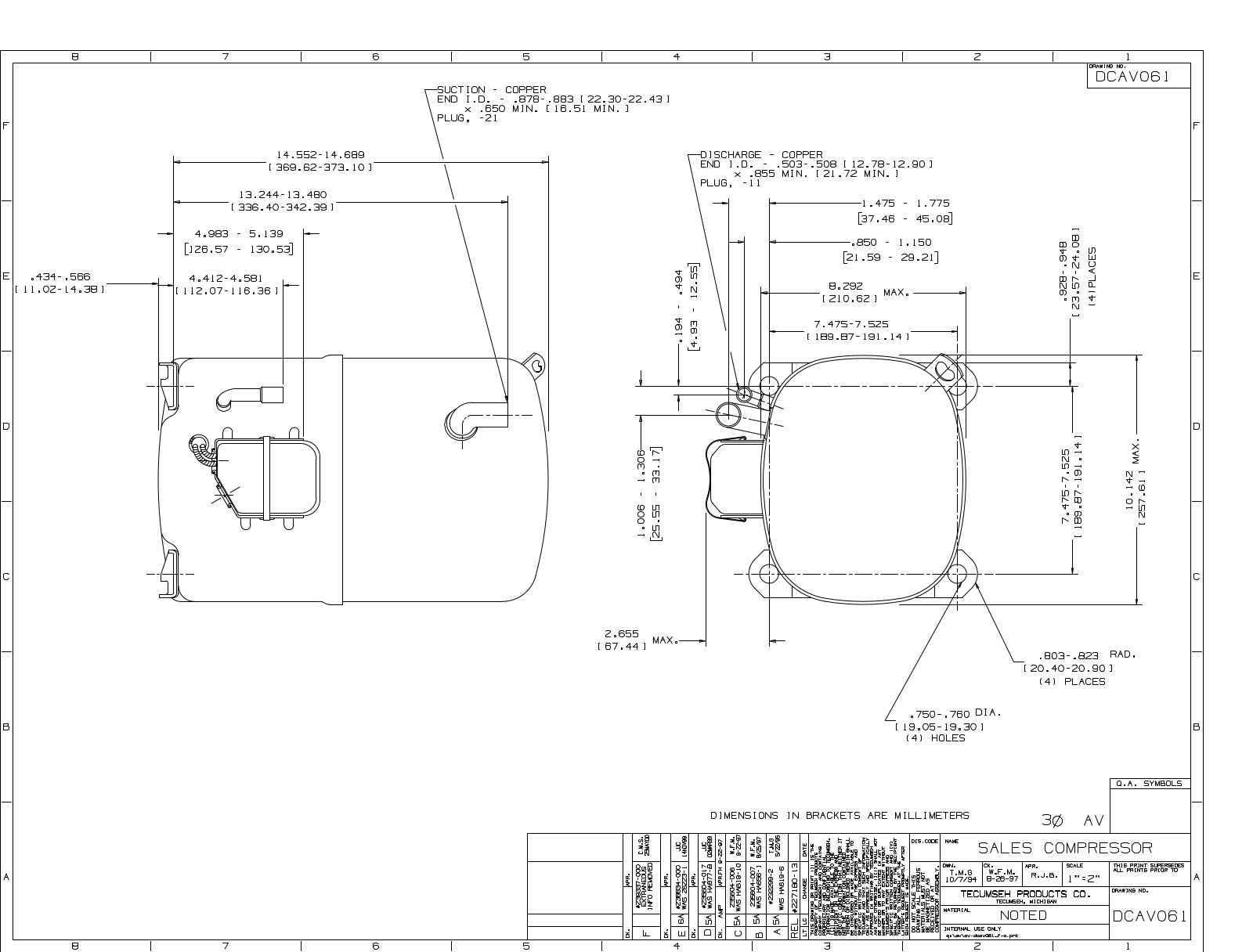 Tecumseh AVD5548EXG, AVD5548EXH, AVD5548EXT Drawing Data