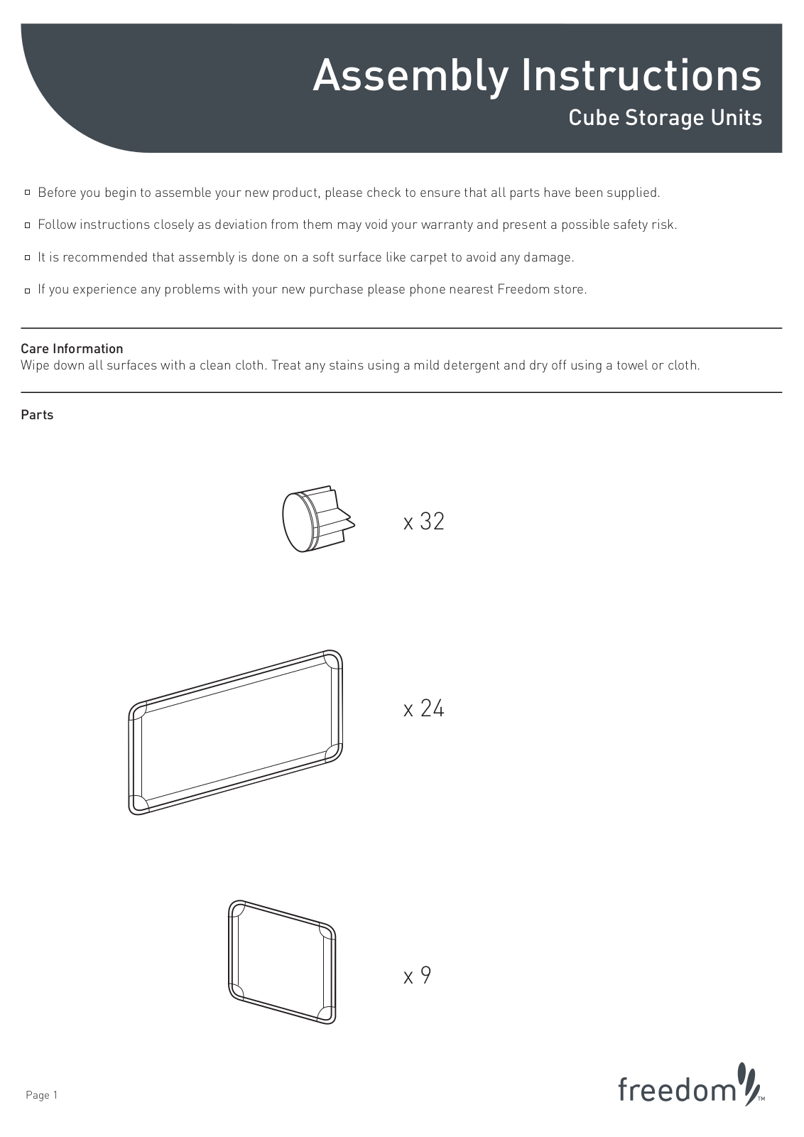 Freedom Cube Storage Unit Assembly Instruction